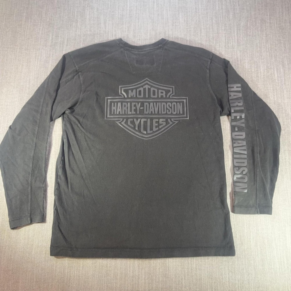 Harley-Davidson Shirt Mens Large Black Long Sleeve Bar Shield Logo Biker Tee